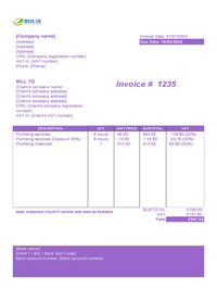 plumbing invoice template UK