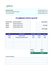 plumbing quote template uk