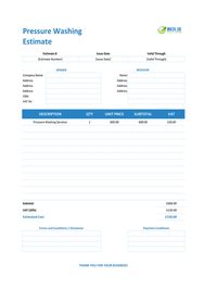 pressure washing estimate template uk