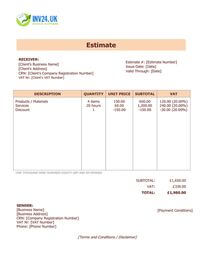 professional estimate template uk