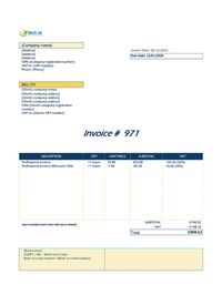 professional services invoice template UK