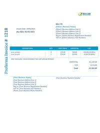 clothing proforma invoice template uk