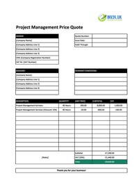 project management quote template uk