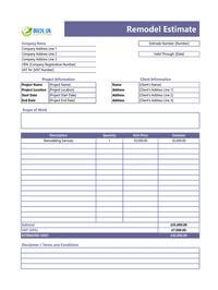 remodel estimate template uk