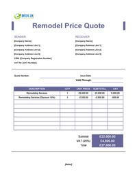 remodeling quote template uk