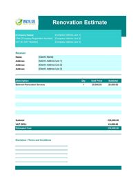 renovation estimate template uk