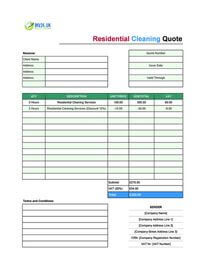 residential cleaning quote template uk