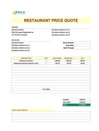 restaurant quote template uk