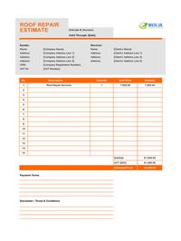 roof repair estimate template uk