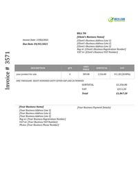 sales invoice template uk for services rendered