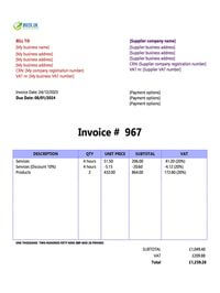 self-billing invoice template UK