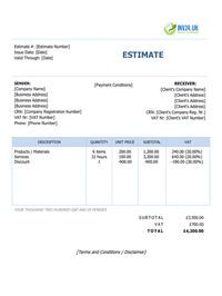 simple estimate template uk