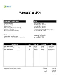 sole trader invoice template PDF UK
