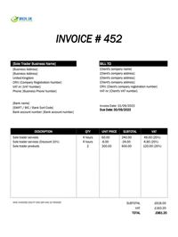 sole trader invoice template PDF UK sole trader invoice template PDF UK