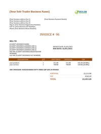 sales sole trader invoice template uk