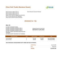 self employed service sole trader invoice template uk