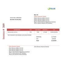 branding subcontractor invoice template uk