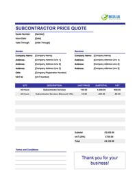 subcontractor quote template uk