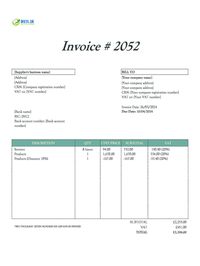 supplier invoice template UK