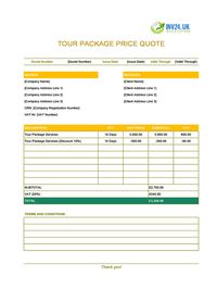 tour package quote template uk