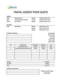 travel agency quote template uk
