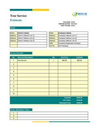tree service estimate template uk