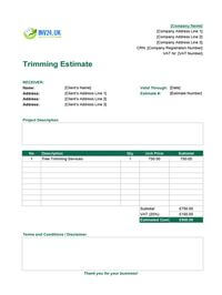 trimming estimate template uk
