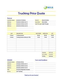 trucking quote template uk