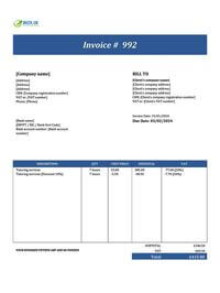 tutoring invoice template UK