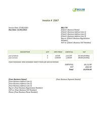 trucking vat invoice template uk