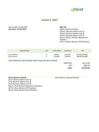 hardware shop vat invoice template uk