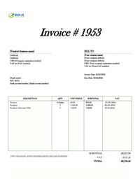 vendor invoice template UK