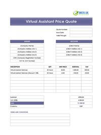 virtual assistant quote template uk