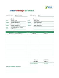 water damage estimate template uk