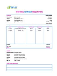 wedding planner quote template uk