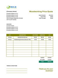 woodworking quote template uk