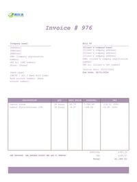 work invoice template UK