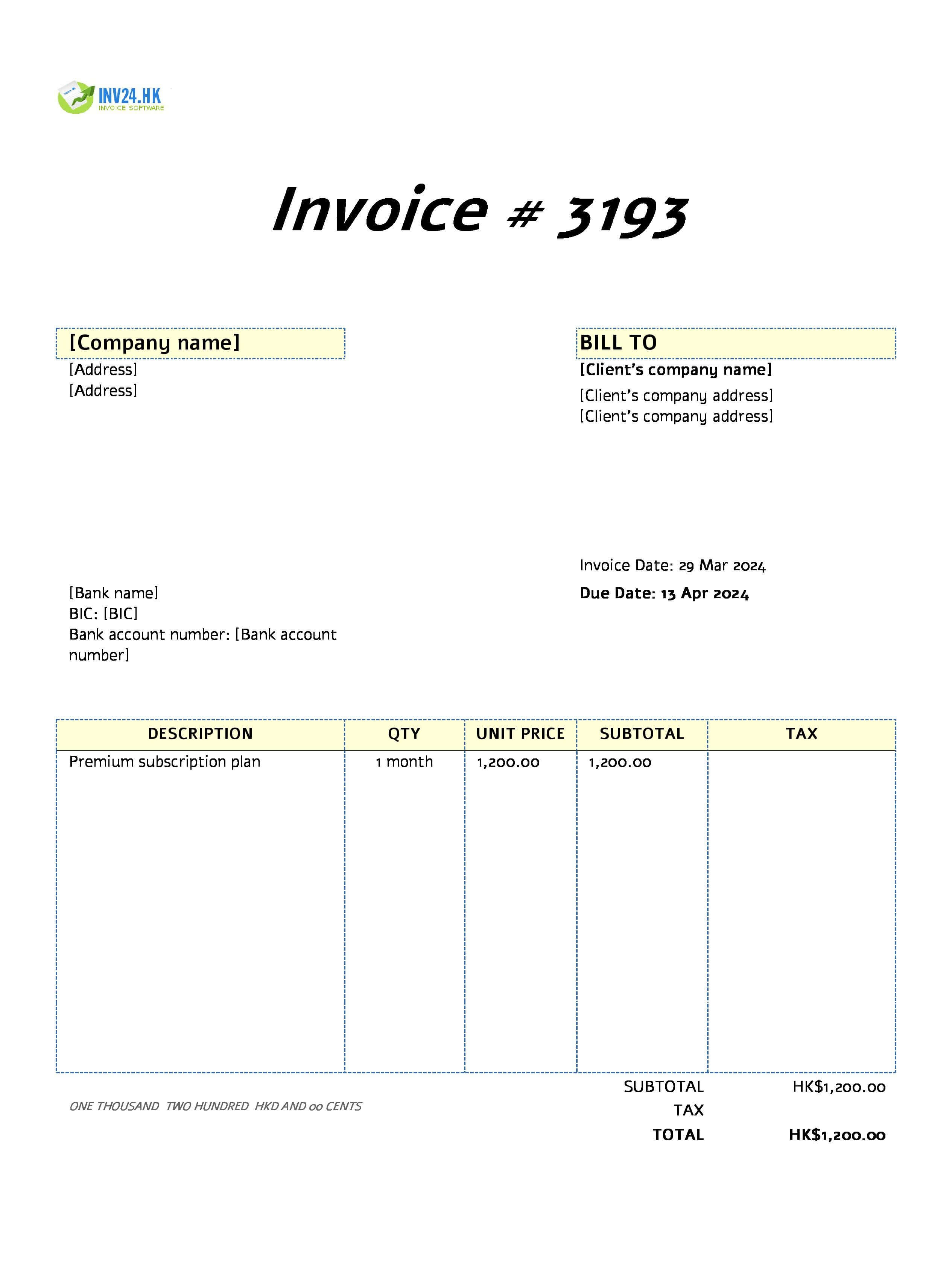 batch invoice example