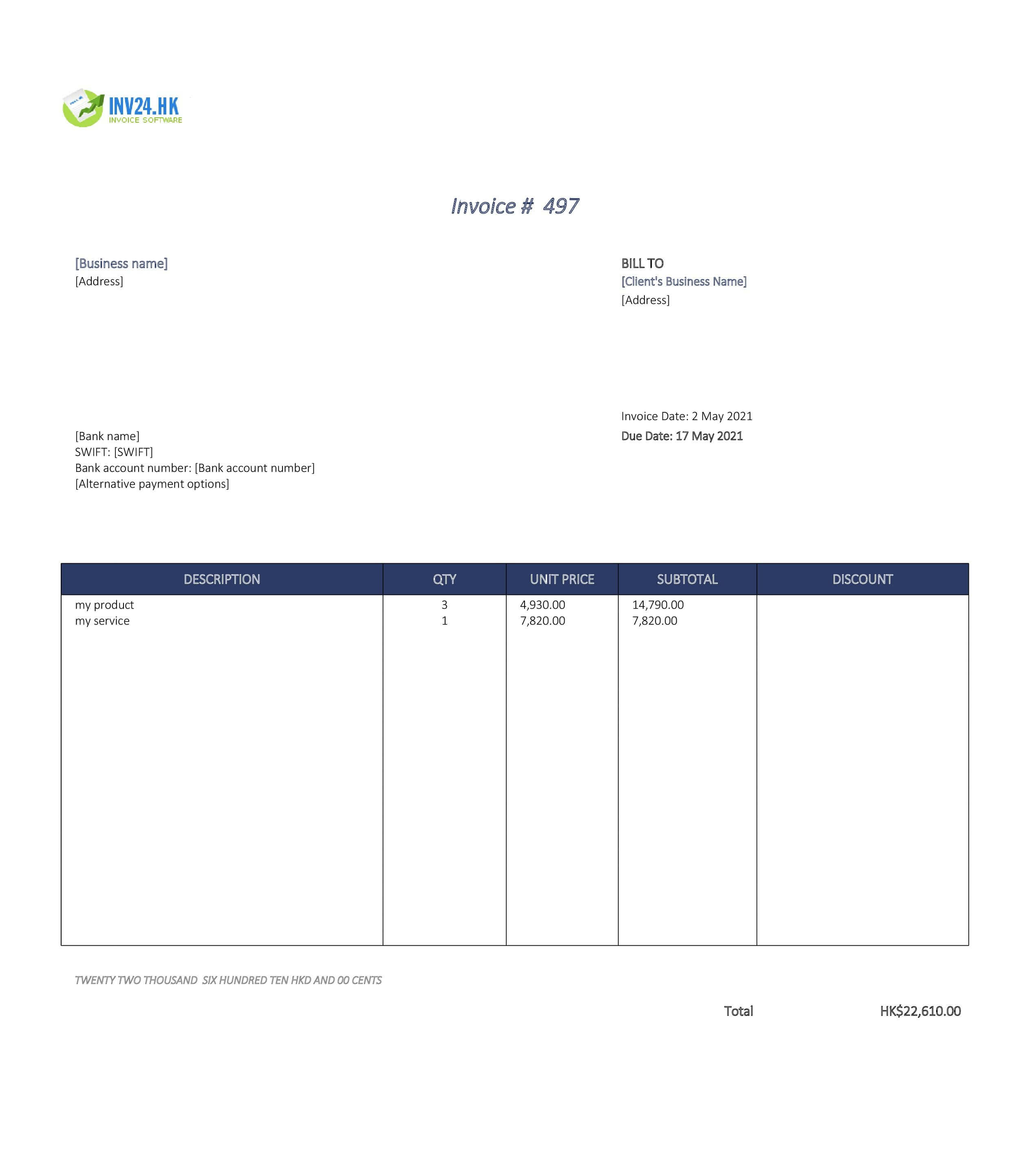 best invoice template hk