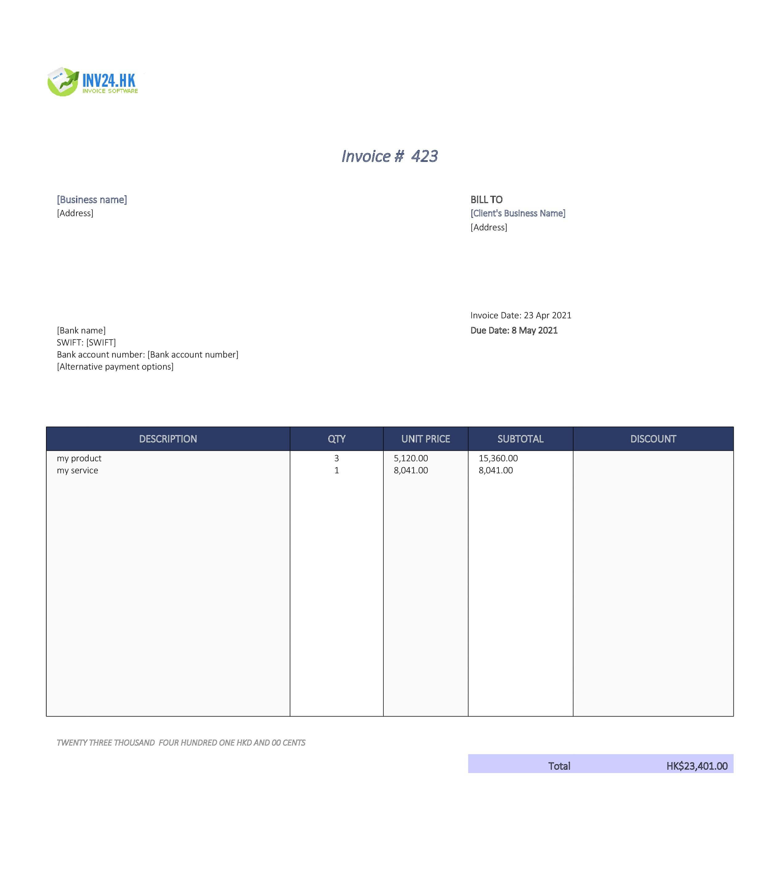 invoice model hk