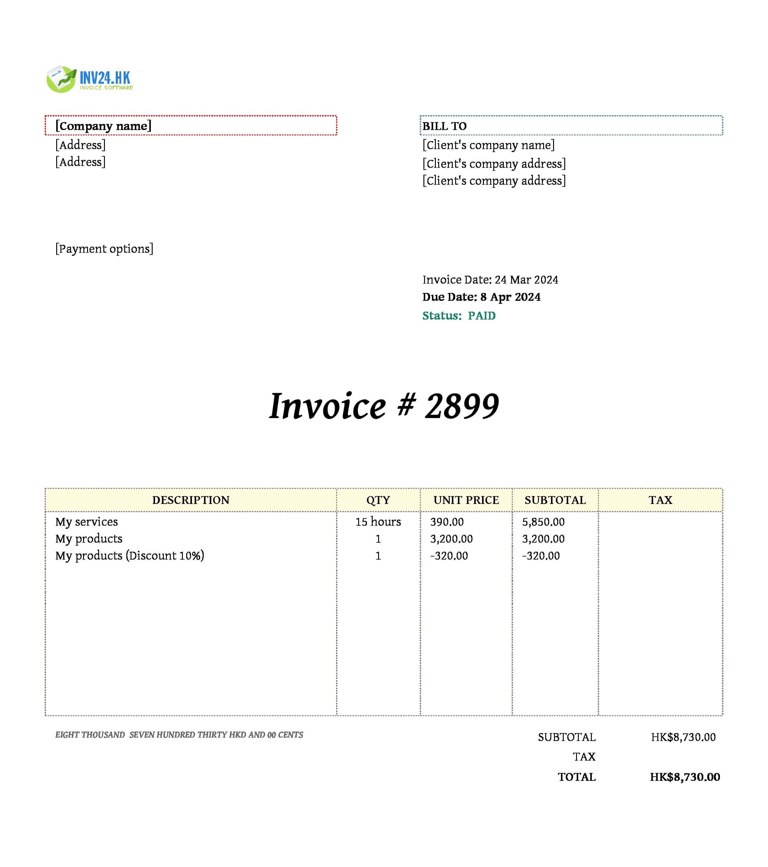 paid invoice sample