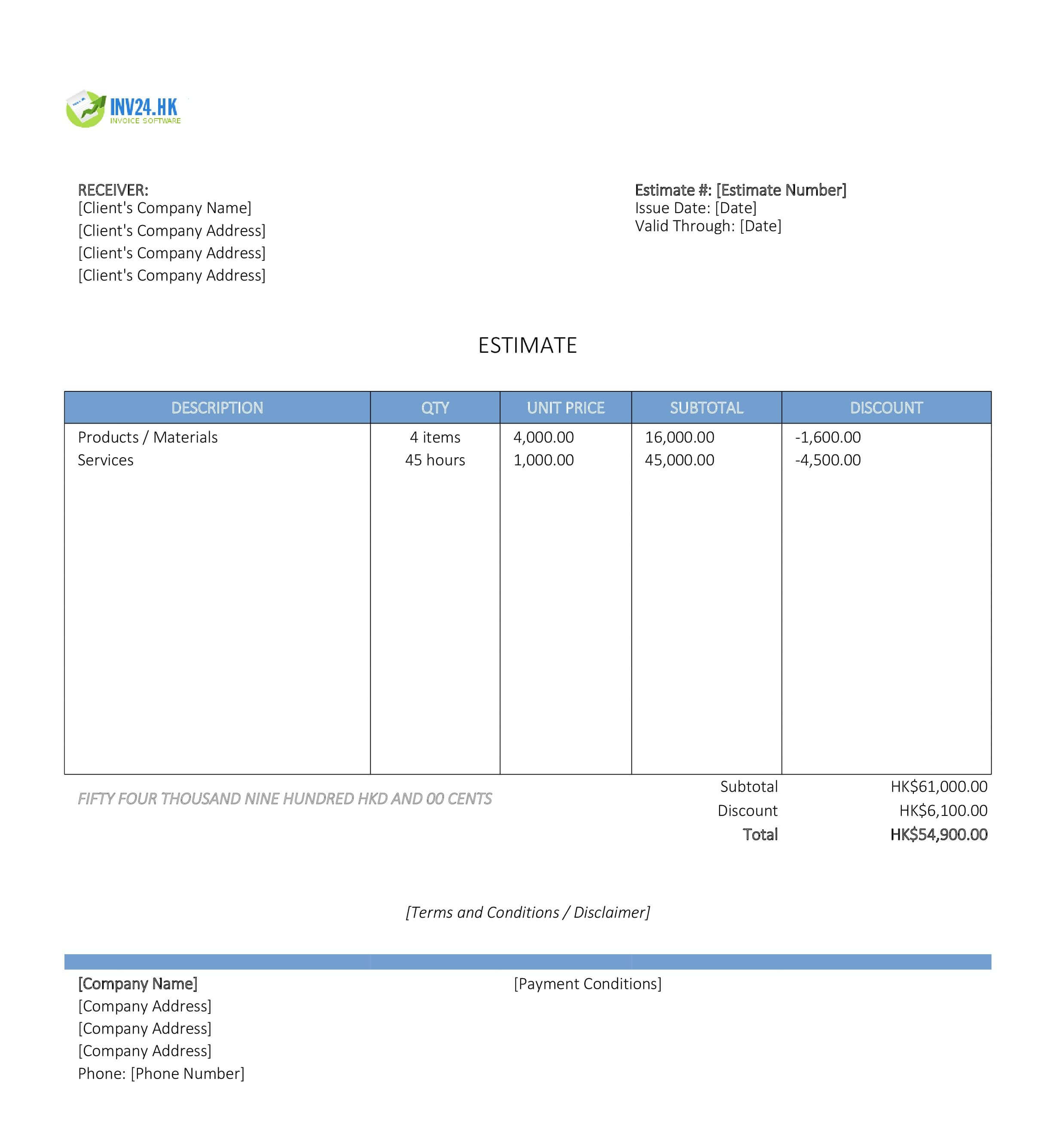 Sales Estimate Template for Hong Kong (Excel / Google Sheets)