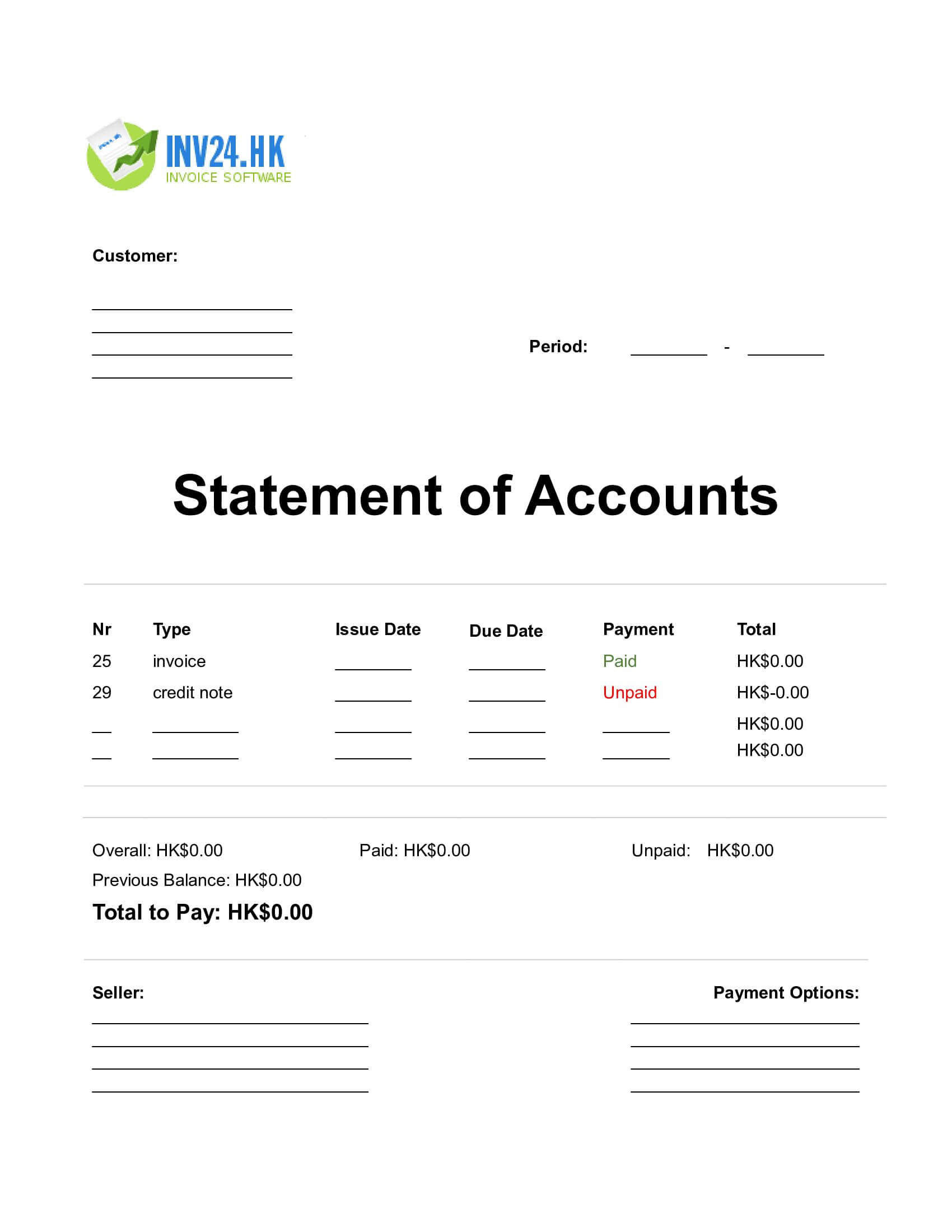 Statement of Accounts Template Doc Hong Kong (Word / Google Docs)