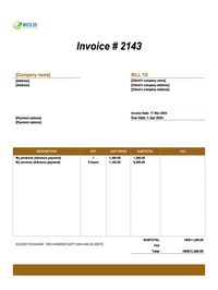 advance invoice template Hong Kong