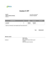 standard blank invoice template hk
