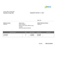 laptop credit note template hk