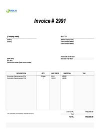 deposit invoice template Hong Kong