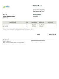 auto parts invoice format hk