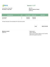 auto parts invoice template doc hk