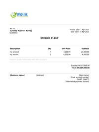 small business invoice template hong kong